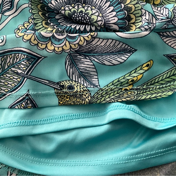 Teal Top NWOT Hummingbird Blouse Spring Floral TunicTop Floral Bird Top - Picture 4 of 14